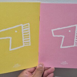 (2) Hermes Paris Exclusive Mystery At The Grooms' Books PINK YELLOW